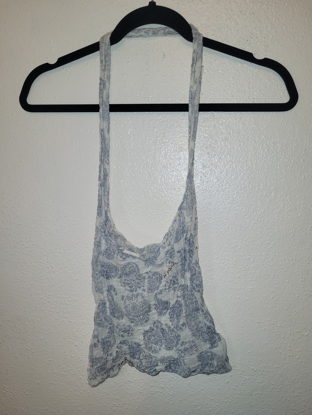 Free People Blue White Paisley Gauze Market Tote Bag Lightweight Reusable Boho